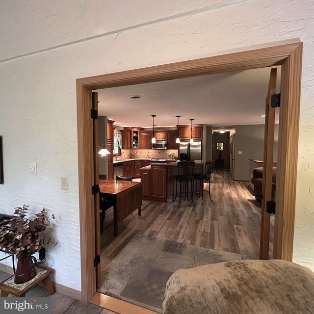 8201 Michaux Dr, Fayetteville, PA 17222 - dining space featuring wood finished floors and a textured wall