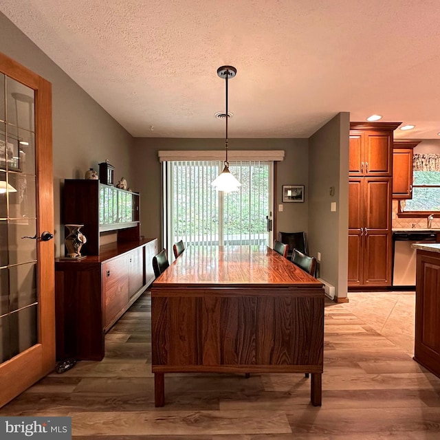 8201 Michaux Dr, Fayetteville, PA 17222 - dining space featuring light wood-style flooring, plenty of natural light, a textured ceiling, and recessed lighting