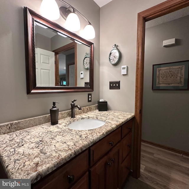 8201 Michaux Dr, Fayetteville, PA 17222 - bathroom featuring vanity and wood finished floors