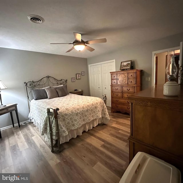 8201 Michaux Dr, Fayetteville, PA 17222 - bedroom featuring wood finished floors, a closet, and ceiling fan