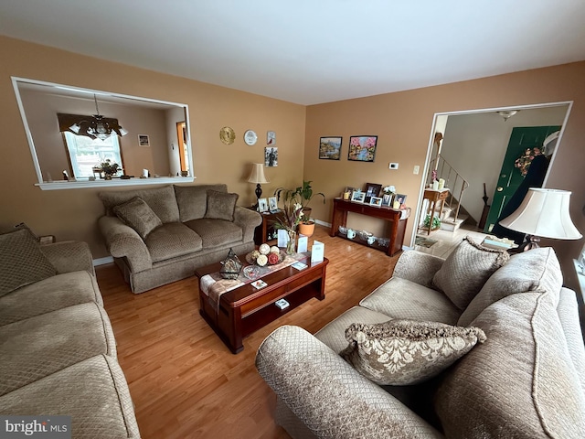 154 Bayshore Dr, Barnegat, NJ 08005 - living room with wood finished floors and stairs