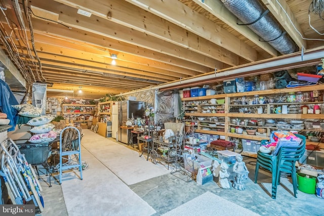 40801 Kiskadee Ln, Leonardtown, MD 20650 - unfinished basement with freestanding refrigerator