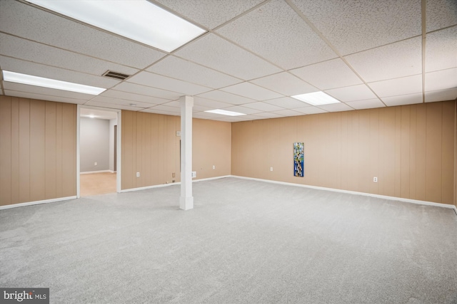 13925 Wayside Dr, Clarksville, MD 21029 - finished below grade area featuring carpet flooring, a paneled ceiling, and baseboards