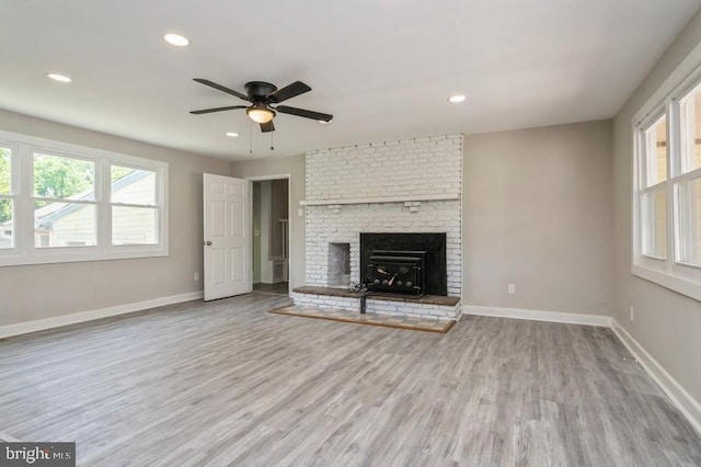 2336 Auburn Ave, Atco, NJ 08004 - unfurnished living room with light wood-type flooring, ceiling fan, baseboards, and recessed lighting