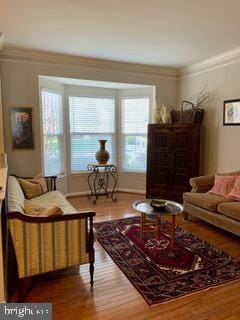 43614 Dunhill Cup Sq, Ashburn, VA 20147 - living room featuring ornamental molding and wood finished floors