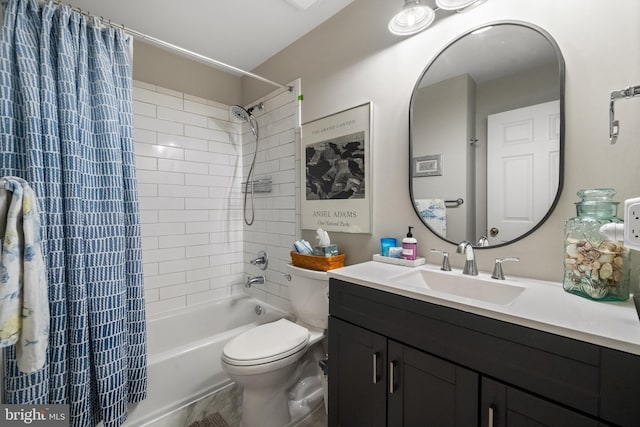 43614 Dunhill Cup Sq, Ashburn, VA 20147 - full bathroom featuring shower / bathtub combination with curtain, vanity, and toilet