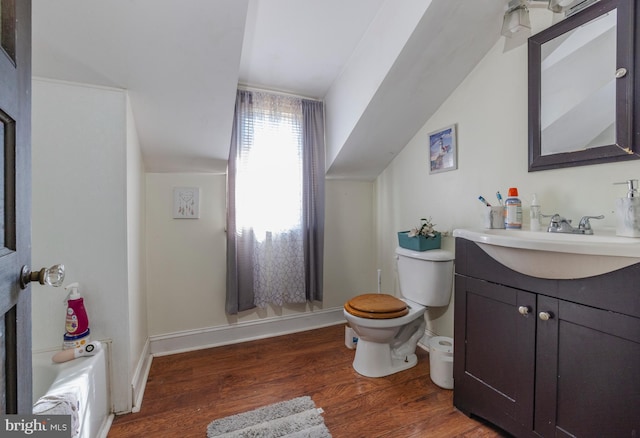 28 Chestnut St, Salem, NJ 08079 - full bath featuring toilet, wood finished floors, vanity, baseboards, and a shower