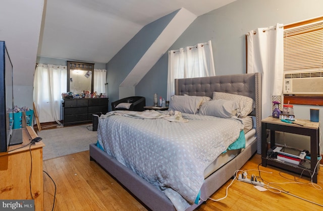 28 Chestnut St, Salem, NJ 08079 - bedroom with hardwood / wood-style flooring, vaulted ceiling, and cooling unit