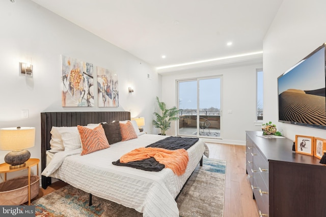 3005 Gaul St, Philadelphia, PA 19134 - bedroom featuring access to exterior, light wood finished floors, and recessed lighting