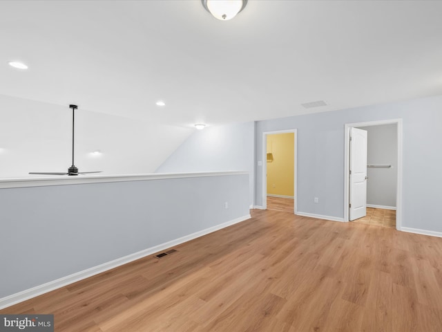 306 Prospect St, Milton, DE 19968 - empty room with a ceiling fan, baseboards, light wood-style floors, and recessed lighting
