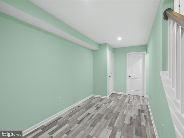 306 Prospect St, Milton, DE 19968 - below grade area with recessed lighting, baseboards, and light wood-style floors