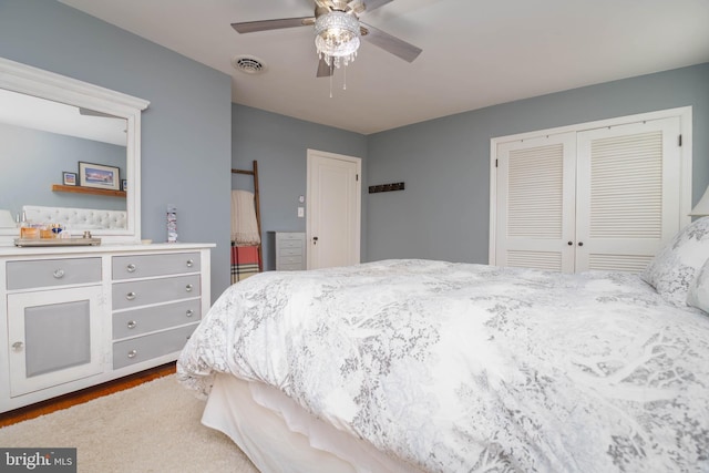 409 Regester Ave, Baltimore, MD 21212 - bedroom with wood finished floors, a closet, and ceiling fan