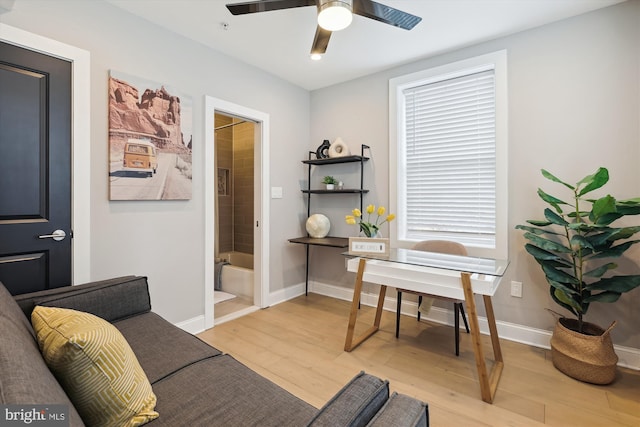 200 Hamilton St NW Unit 2, Washington, DC 20011 - office space featuring light wood-style flooring, ceiling fan, and baseboards