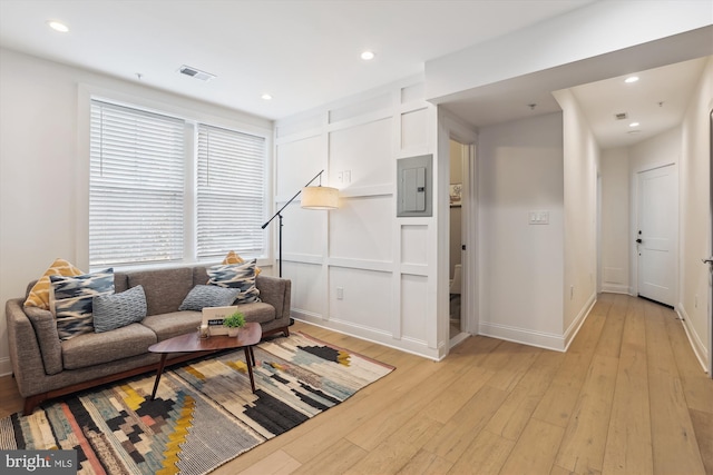 200 Hamilton St NW Unit 2, Washington, DC 20011 - living area with light wood-type flooring, baseboards, electric panel, and recessed lighting