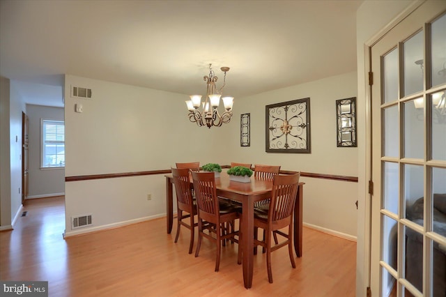 2217 Highland Cir, Harrisburg, PA 17110 - dining space featuring light wood-style flooring, a chandelier, and baseboards