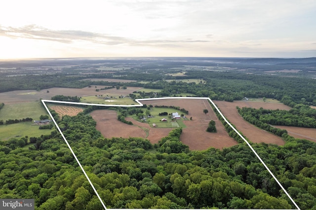 23350 Cedar Mountain Dr, Rapidan, VA 22733 - aerial view at dusk of a view of rural / pastoral area and property boundaries highlighted
