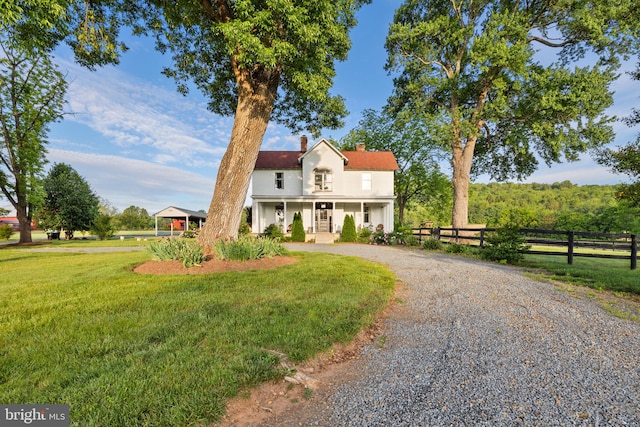 23350 Cedar Mountain Dr, Rapidan, VA 22733 - view of front of house featuring a chimney, gravel driveway, and a porch