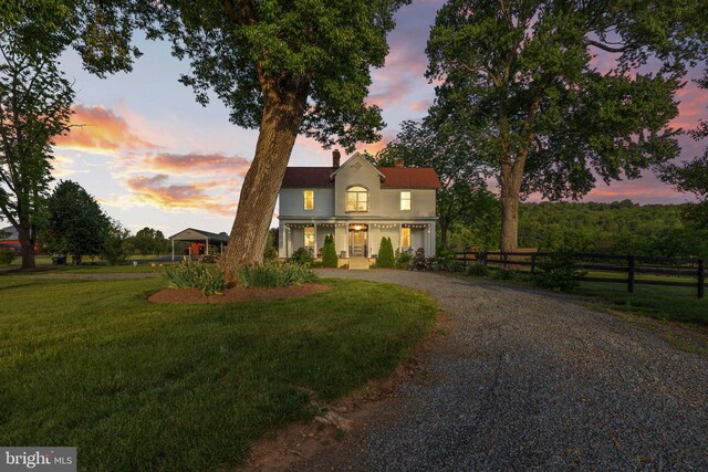23350 Cedar Mountain Dr, Rapidan, VA 22733 - view of front of house featuring a chimney and curved driveway