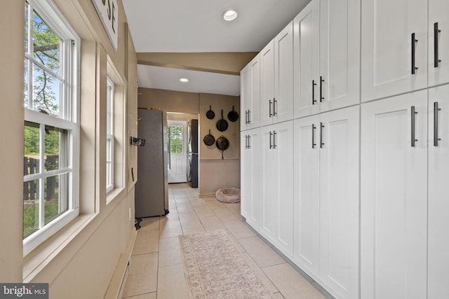 23350 Cedar Mountain Dr, Rapidan, VA 22733 - mudroom featuring light tile patterned floors, recessed lighting, baseboards, and lofted ceiling