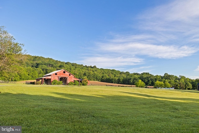 23350 Cedar Mountain Dr, Rapidan, VA 22733 - view of grassy yard featuring a view of trees, a barn, and an outbuilding