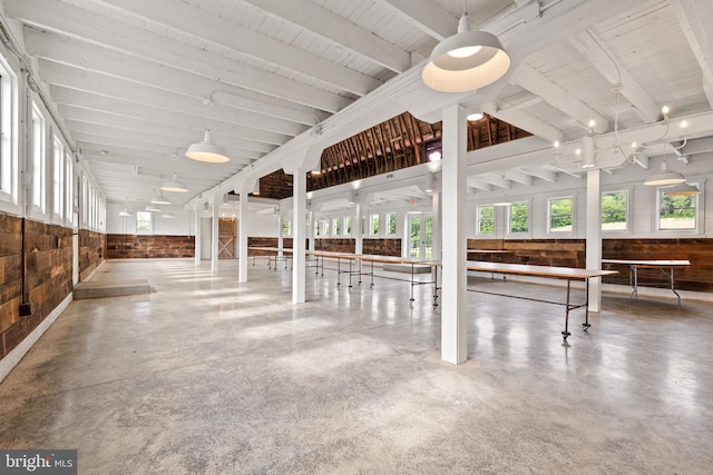 23350 Cedar Mountain Dr, Rapidan, VA 22733 - interior space featuring beam ceiling and wooden walls
