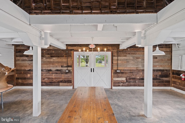 23350 Cedar Mountain Dr, Rapidan, VA 22733 - foyer featuring wood walls and concrete floors