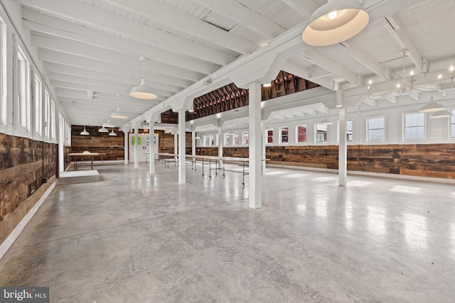 23350 Cedar Mountain Dr, Rapidan, VA 22733 - interior space with wooden walls and beam ceiling