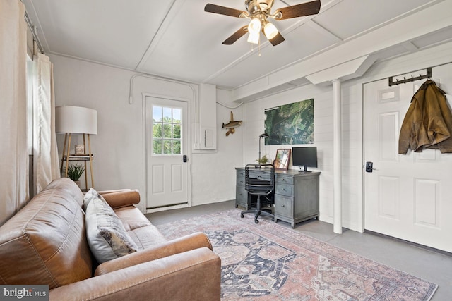 23350 Cedar Mountain Dr, Rapidan, VA 22733 - office with finished concrete floors and a ceiling fan