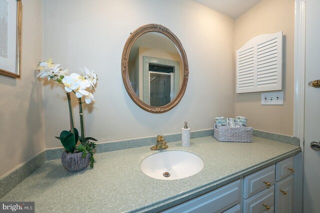 849 Milmar Rd, Newtown Square, PA 19073 - bathroom featuring vanity and a shower with door