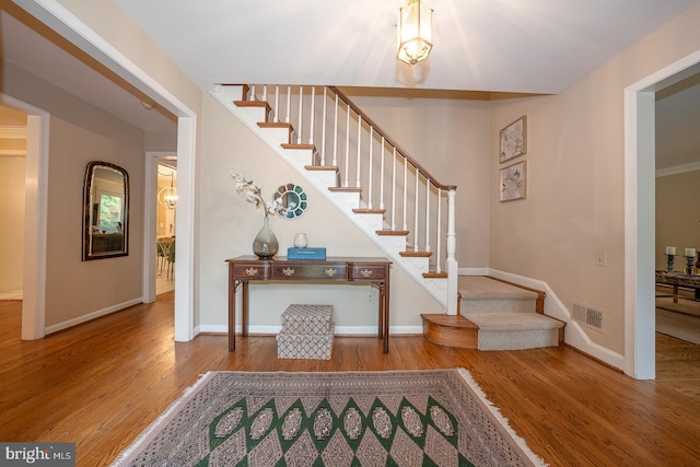 849 Milmar Rd, Newtown Square, PA 19073 - stairway with wood finished floors and baseboards