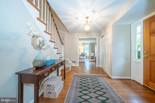 849 Milmar Rd, Newtown Square, PA 19073 - entryway with stairway, light wood finished floors, and baseboards