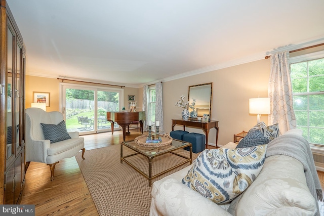 849 Milmar Rd, Newtown Square, PA 19073 - living room with ornamental molding and wood finished floors