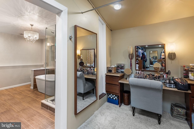 225 Wayne Ave, Lansdowne, PA 19050 - office area with a chandelier and baseboards