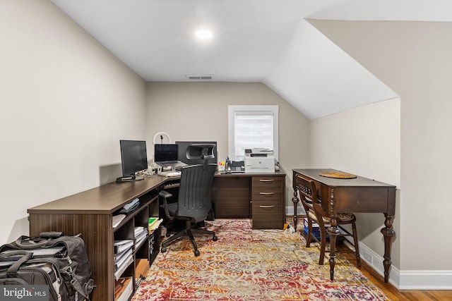 225 Wayne Ave, Lansdowne, PA 19050 - office area featuring lofted ceiling, light wood-type flooring, and baseboards