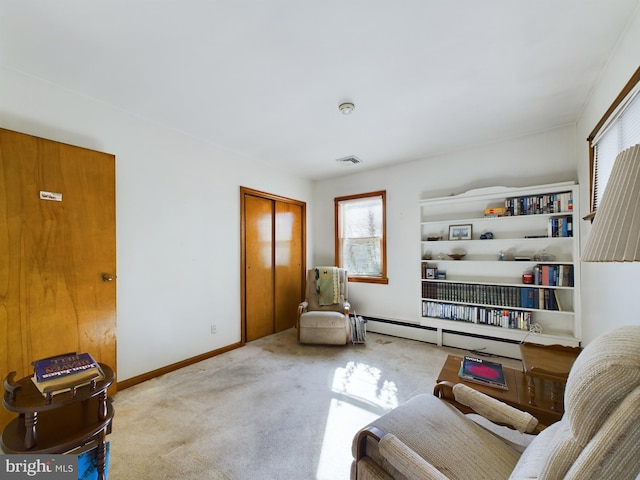 834 Amboy Ave, Edison, NJ 08837 - sitting room featuring plenty of natural light, carpet, a baseboard radiator, and baseboards