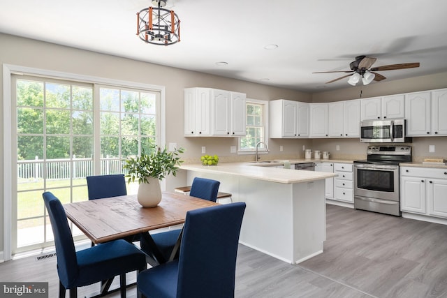 11307 Urieville Ln, Worton, MD 21678 - kitchen featuring appliances with stainless steel finishes, a sink, a peninsula, and white cabinets