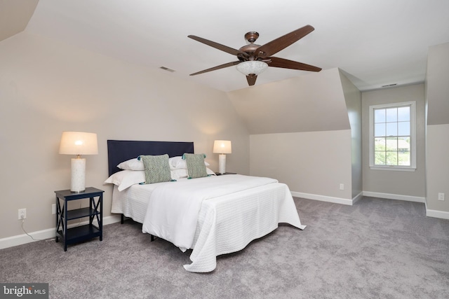 11307 Urieville Ln, Worton, MD 21678 - carpeted bedroom with vaulted ceiling, baseboards, and ceiling fan