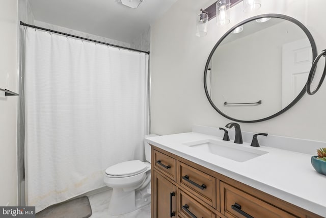 3950 Tallow Tree Pl, Fairfax, VA 22033 - bathroom with vanity, toilet, marble look tiles, and shower / tub combo