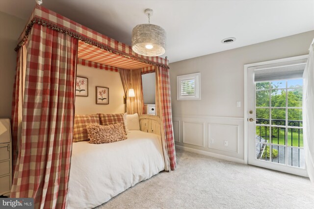 2740 Hunter Mill Rd, Oakton, VA 22124 - carpeted bedroom featuring access to outside and wainscoting