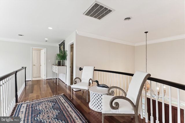 2740 Hunter Mill Rd, Oakton, VA 22124 - hall featuring wood finished floors, crown molding, recessed lighting, and baseboards