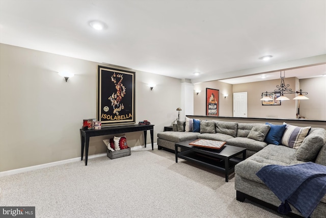 2740 Hunter Mill Rd, Oakton, VA 22124 - living room featuring carpet flooring, baseboards, decorative columns, and recessed lighting