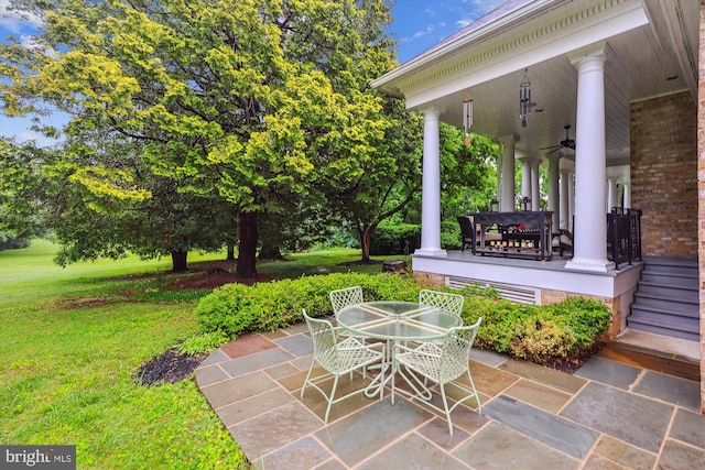 2740 Hunter Mill Rd, Oakton, VA 22124 - view of patio with outdoor dining space and a ceiling fan