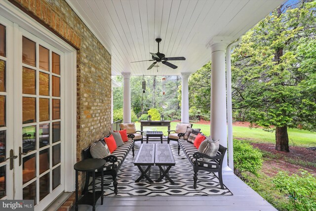 2740 Hunter Mill Rd, Oakton, VA 22124 - view of patio featuring outdoor lounge area and ceiling fan
