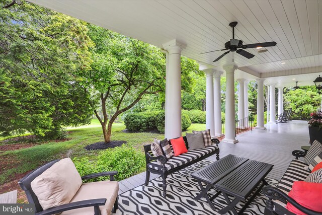2740 Hunter Mill Rd, Oakton, VA 22124 - view of patio / terrace featuring a ceiling fan and an outdoor hangout area