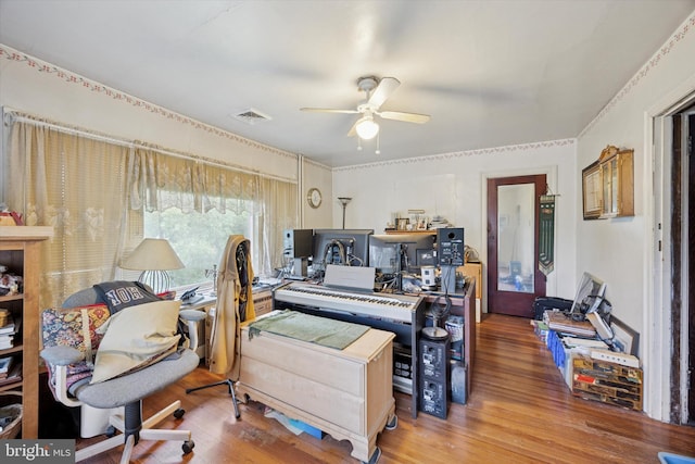 324 Cameron Rd, Willow Grove, PA 19090 - home office with ceiling fan and wood finished floors