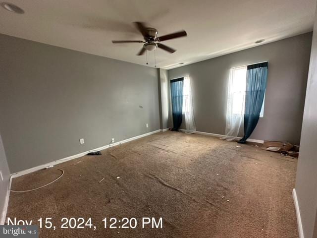 2468 Greenmount Ave, Baltimore, MD 21218 - carpeted empty room featuring a ceiling fan and baseboards