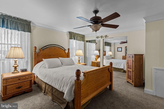 3778 Westhampton Dr, Philadelphia, PA 19154 - bedroom with ornamental molding, carpet, and a ceiling fan
