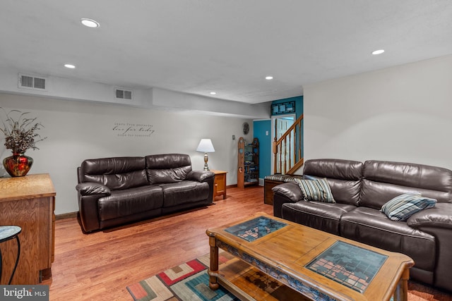 3778 Westhampton Dr, Philadelphia, PA 19154 - living room with stairway, baseboards, light wood finished floors, and recessed lighting