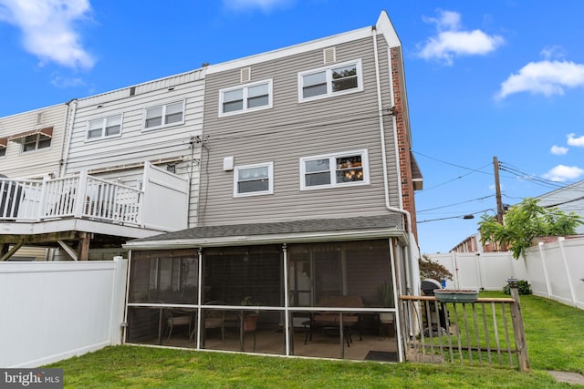 3778 Westhampton Dr, Philadelphia, PA 19154 - rear view of property featuring a sunroom