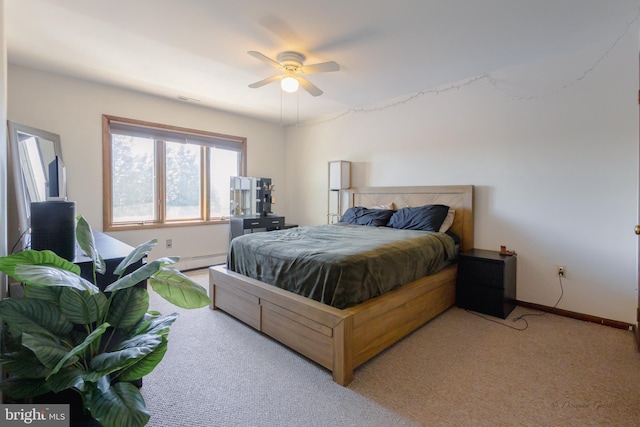 5143 Venice Ave, Hammonton, NJ 08037 - bedroom featuring carpet, a baseboard radiator, ceiling fan, and baseboards
